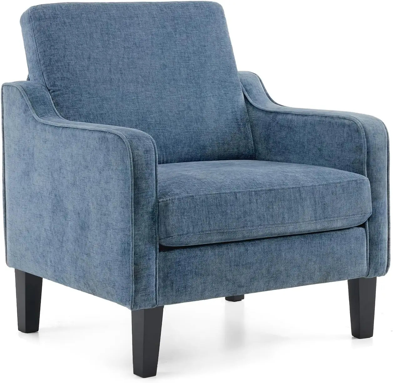 Mid Century Modern Accent Chair, Beige Fabric Accent Chairs for Living Room Upholstered Armchair Sofa with Scooped Arms
