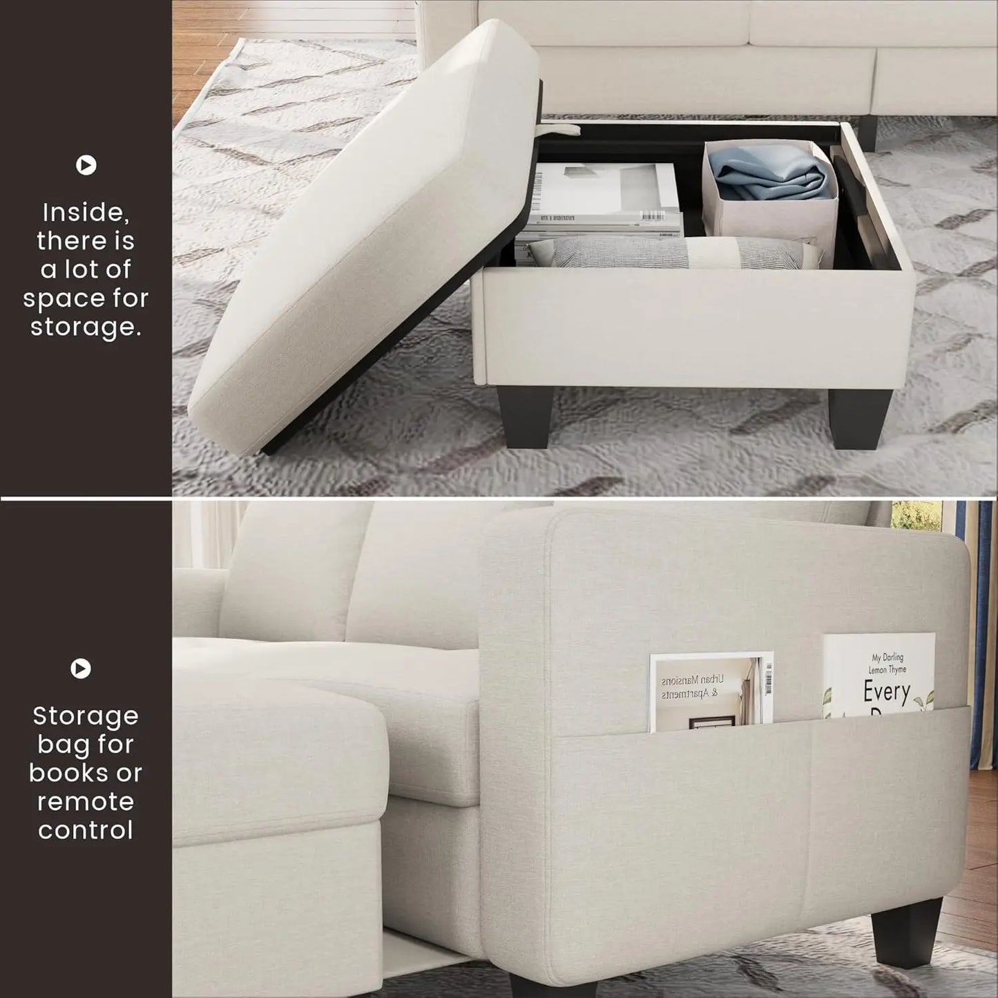 Sectional Sofa Couches for Living Room - 78''Convertible Modular Three-Seater L-Shaped Pet-Friendly Couch,Washable, Customized