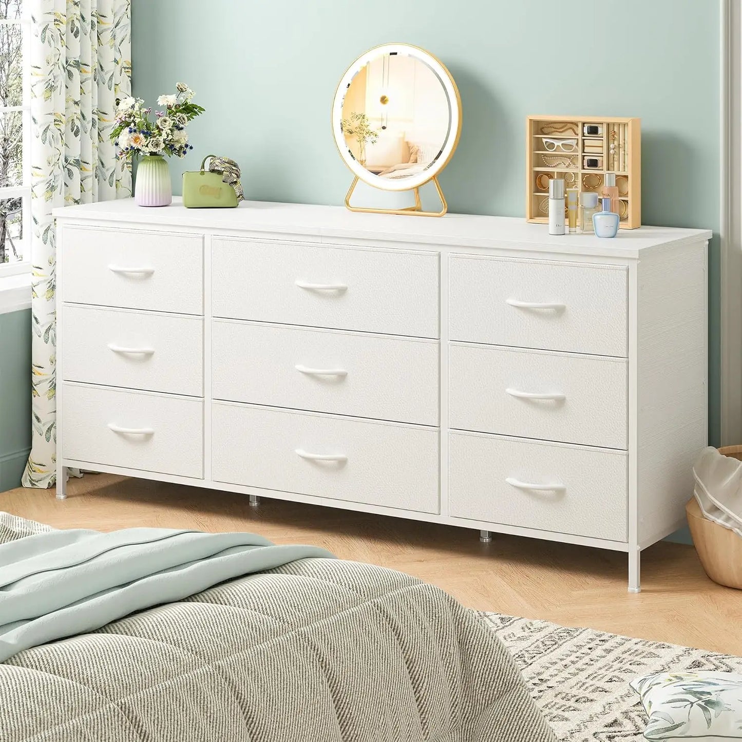 Dresser for Bedroom, 9 Drawers Dresser TV Stand for 55, 60 Inch TV, Large Entertainment Center, Wide Chest of, Customized