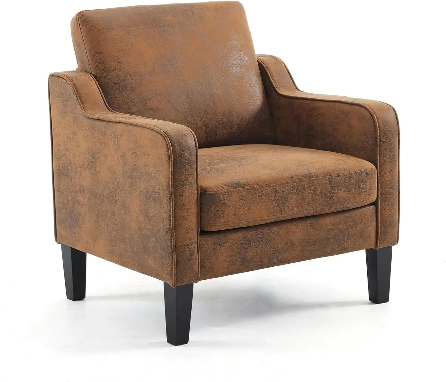 Mid Century Modern Accent Chair, Beige Fabric Accent Chairs for Living Room Upholstered Armchair Sofa with Scooped Arms