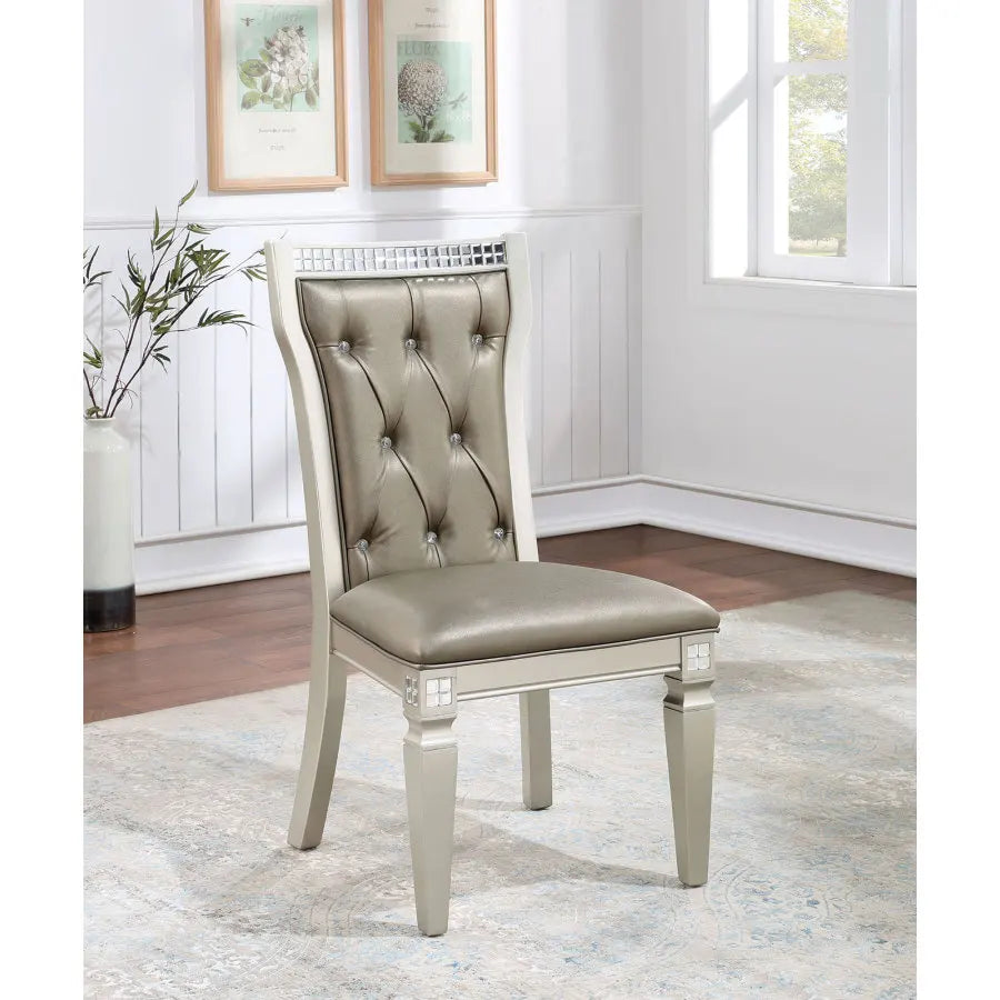 Antique traditional dining table or side chair rectangular table top w glass insert leaf tufted chair kitchen formal