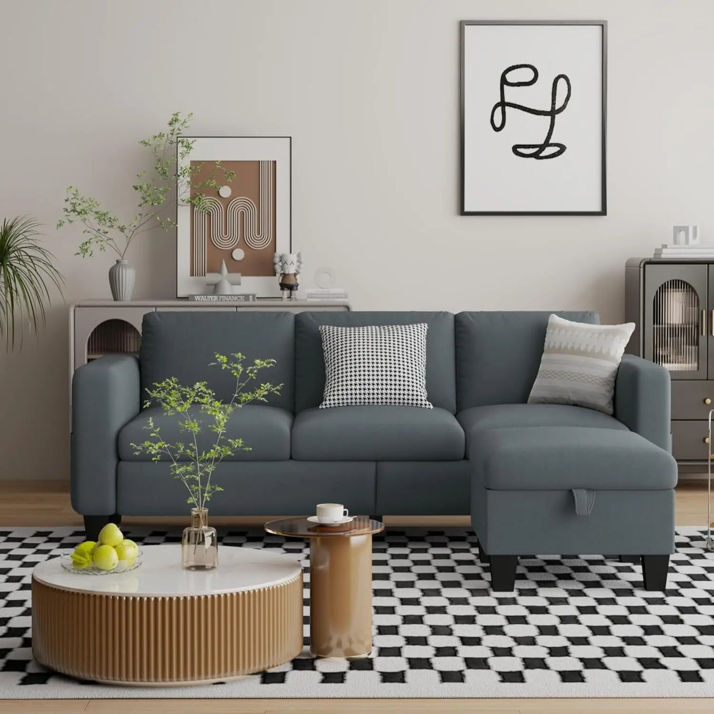 Sectional Sofa Couches for Living Room - 78''Convertible Modular Three-Seater L-Shaped Pet-Friendly Couch,Washable, Customized