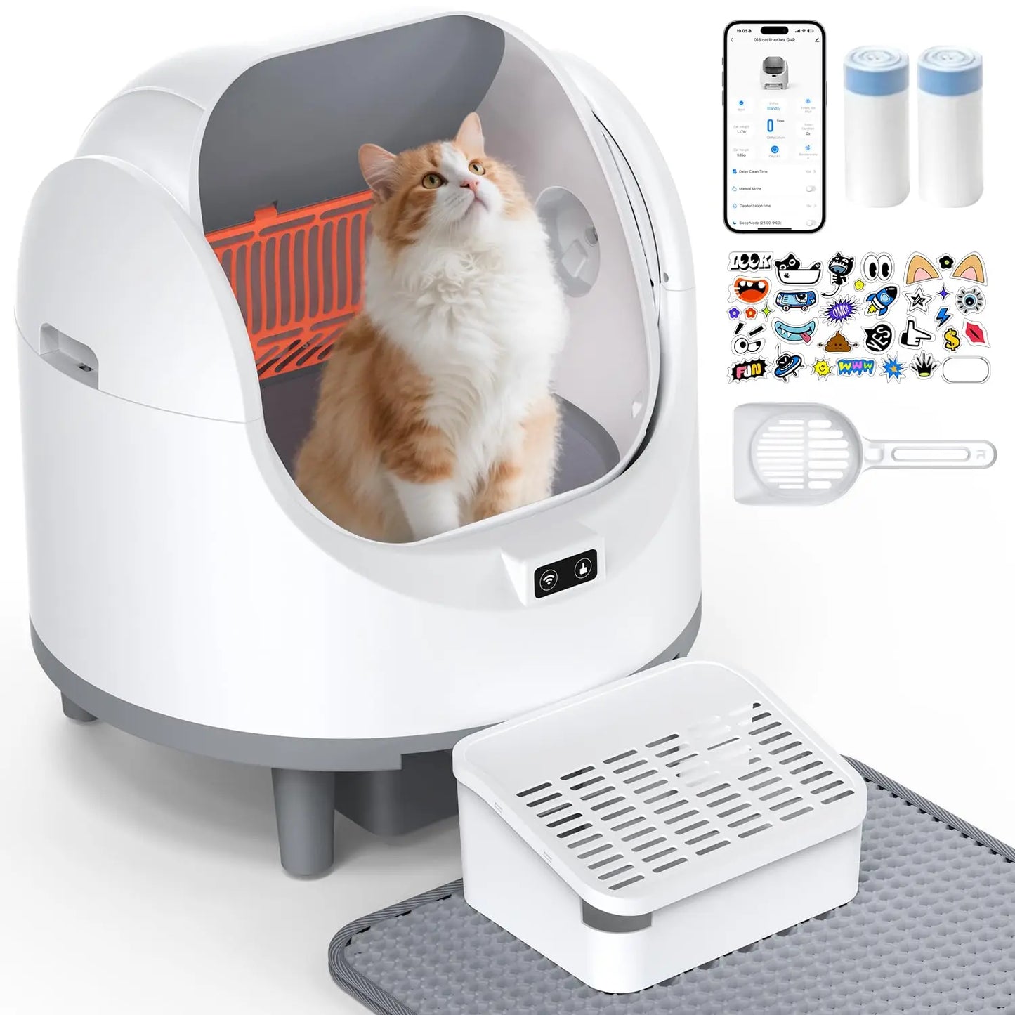 Automatic Cat Litter Box, Electric Large Open-Top Self Cleaning Litter Box for Multiple Cats, Smart APP Control,, Customized