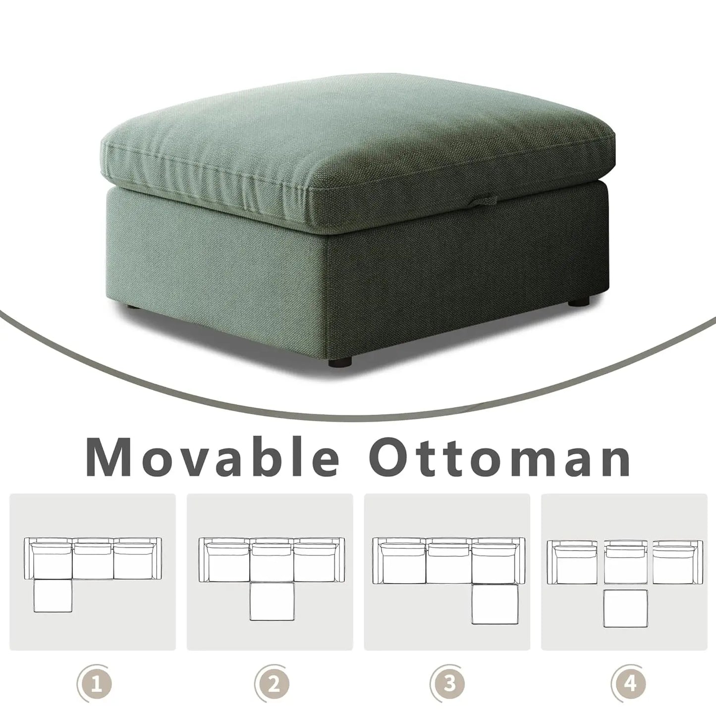 114.2" Cloud Couch Sectional Large Modular Sofa L Shape Sectional Couches with Storage Ottoman and Deep Seatin, Customized