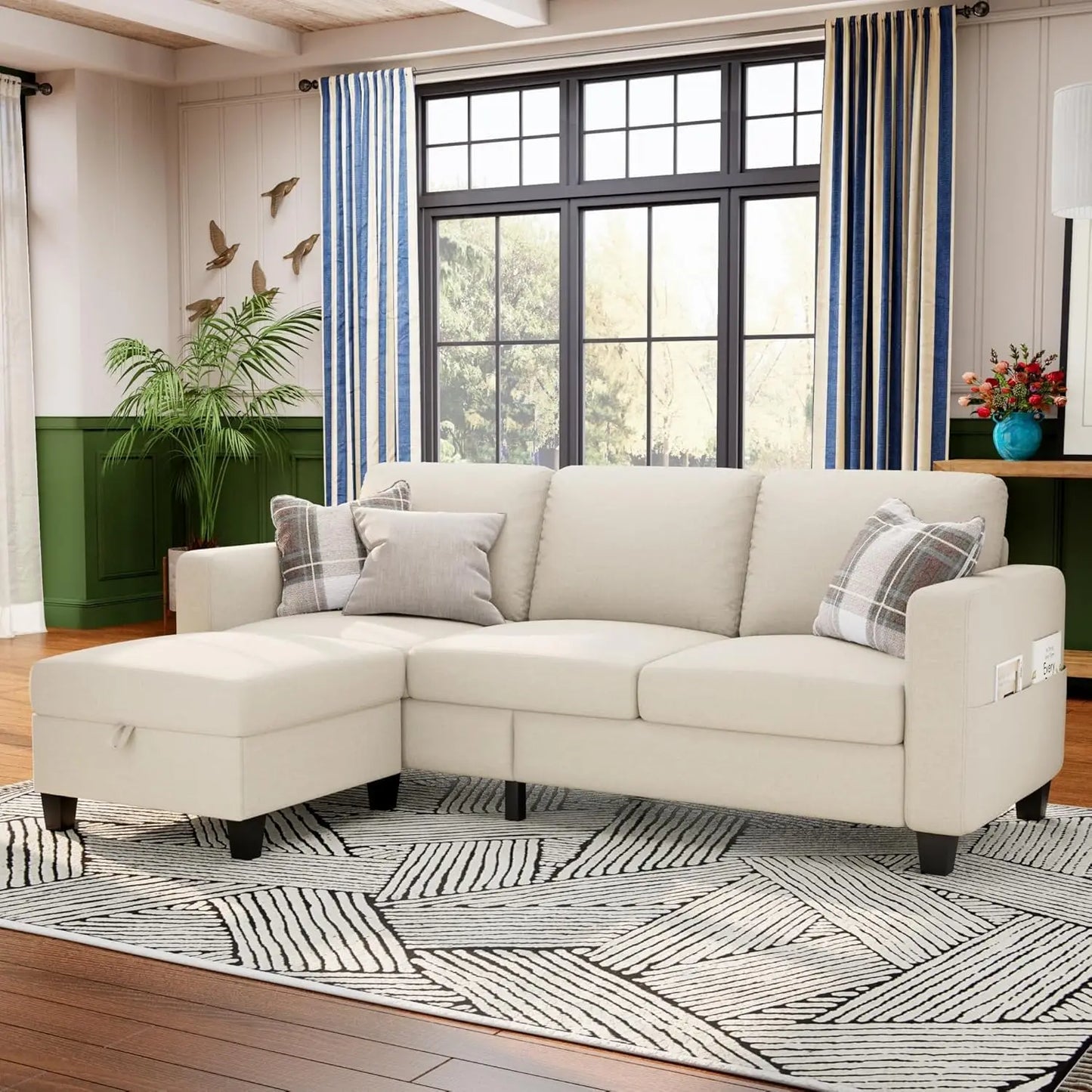 Sectional Sofa Couches for Living Room - 78''Convertible Modular Three-Seater L-Shaped Pet-Friendly Couch,Washable, Customized