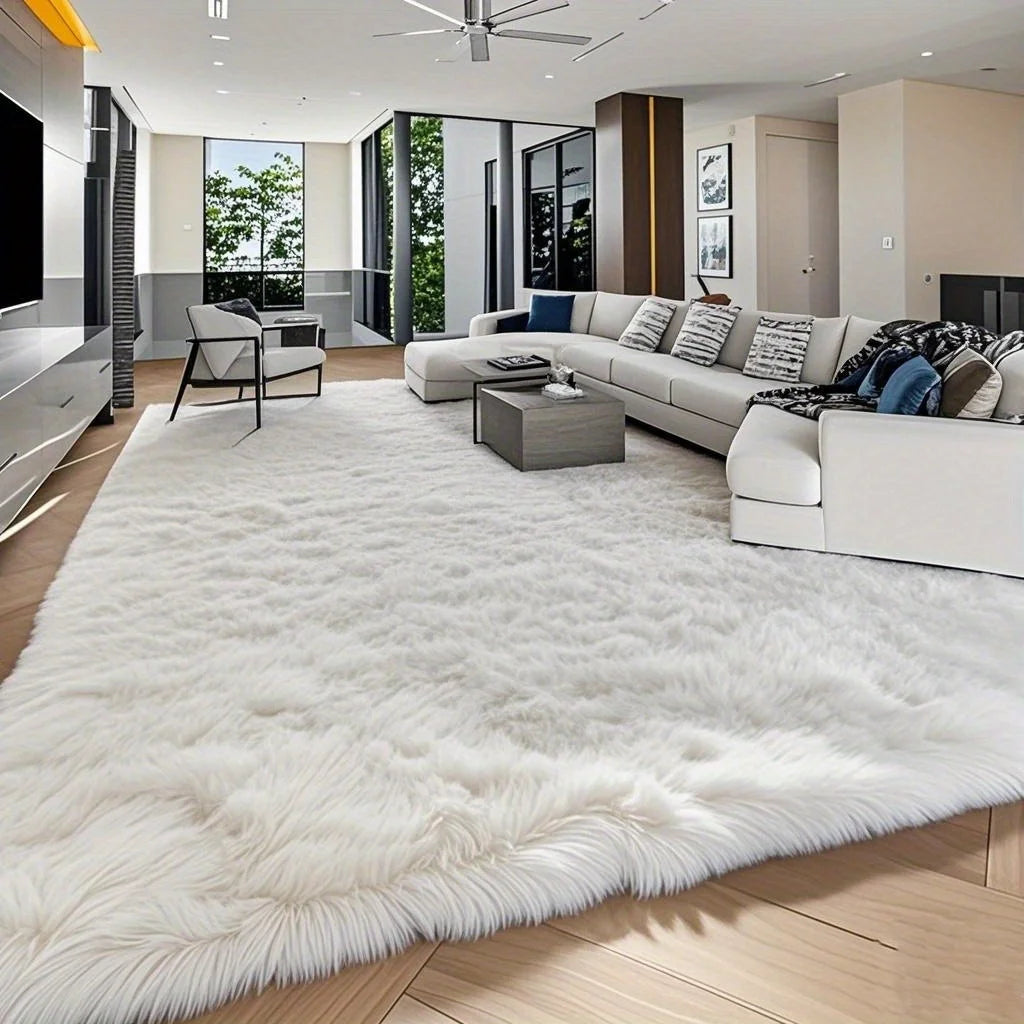 An 8X10 Feet Luxurious Plush Rug Designed for The Living Room, Featuring a Fuzzy Texture, This Large Area Rug Is Fluffy, Modern, And Non-Slip, Making It Perfect for Bedrooms, Study Rooms, Teen Dorms, And As a Home Decor Item