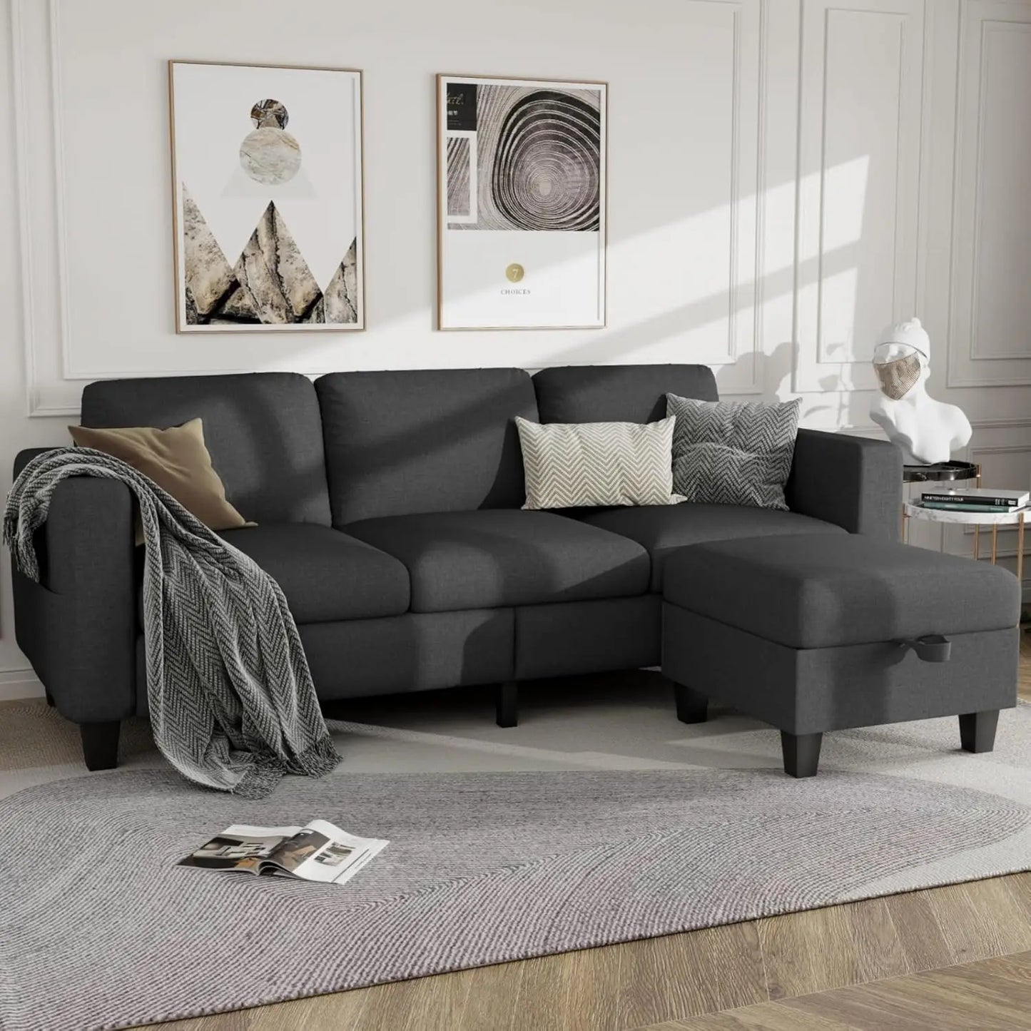 Sectional Sofa Couches for Living Room - 78''Convertible Modular Three-Seater L-Shaped Pet-Friendly Couch,Washable, Customized