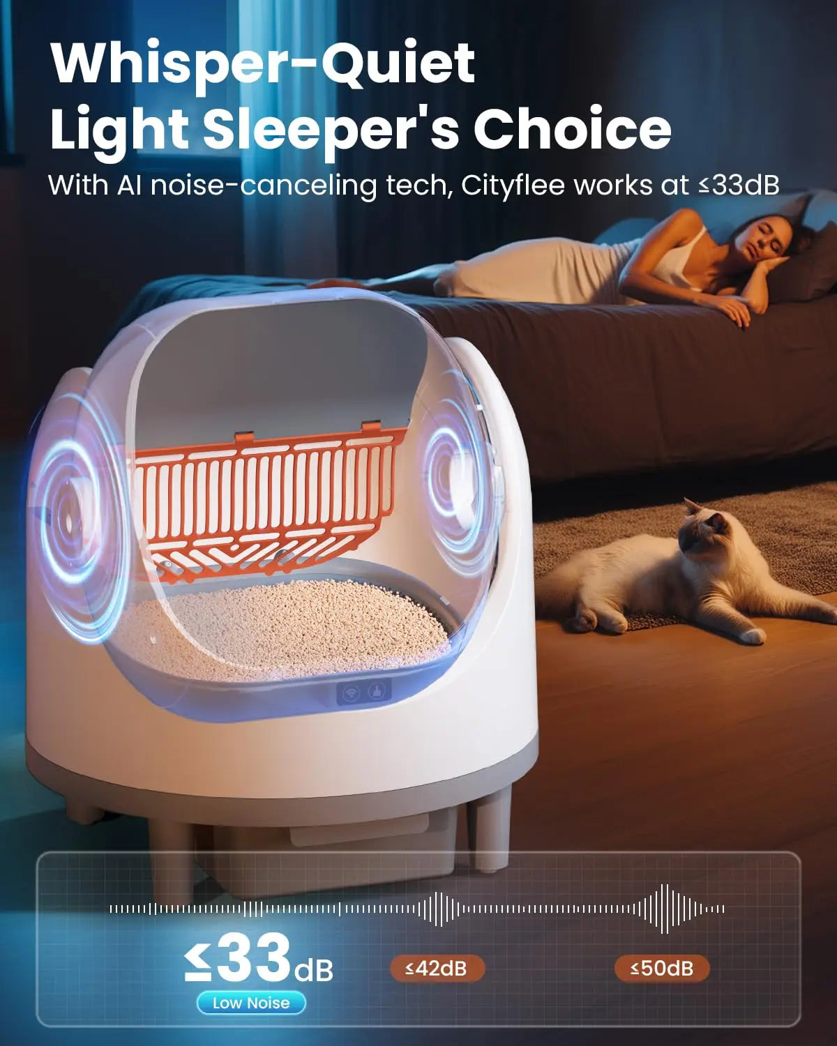 Automatic Cat Litter Box, Electric Large Open-Top Self Cleaning Litter Box for Multiple Cats, Smart APP Control,, Customized