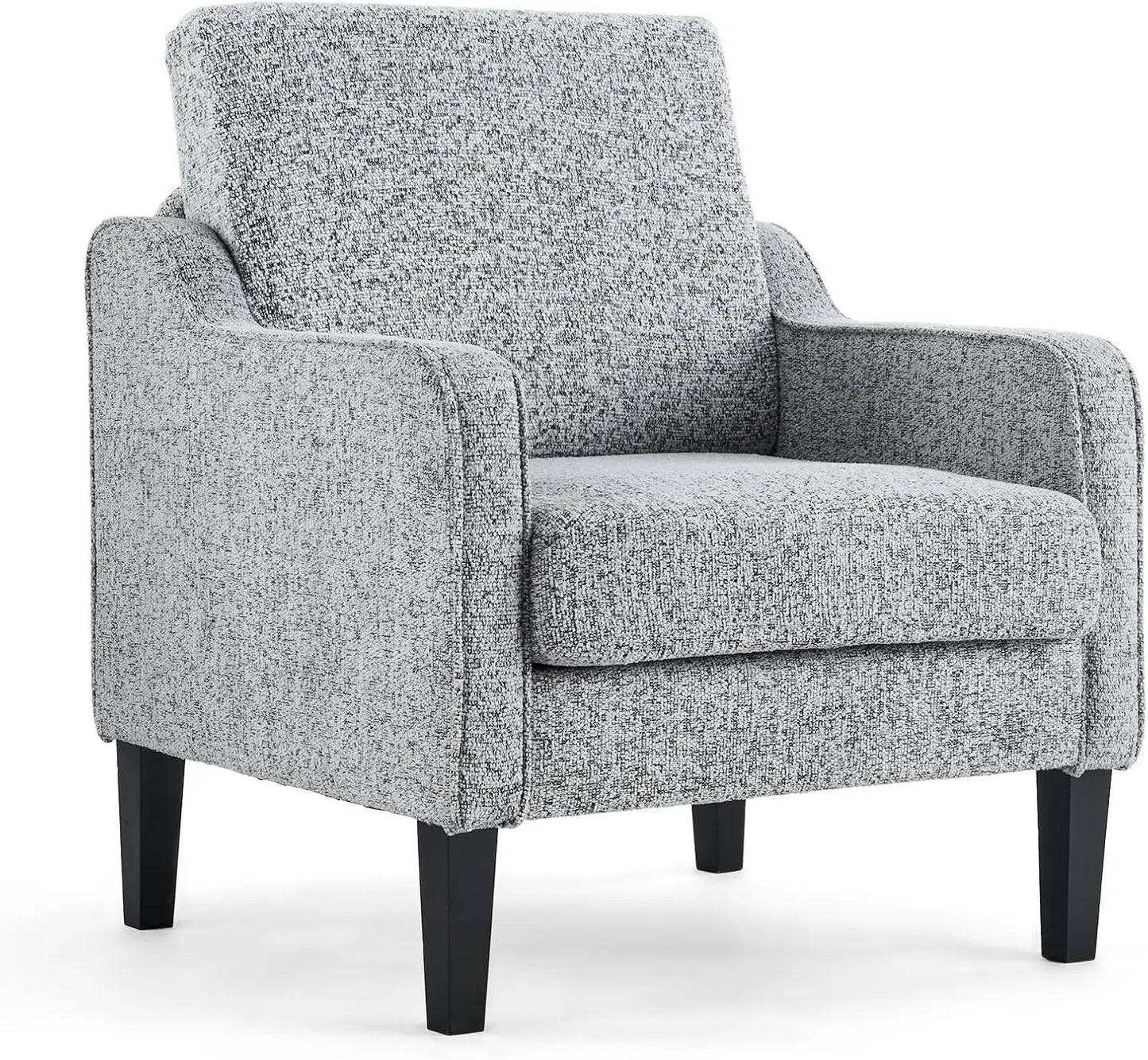 Mid Century Modern Accent Chair, Beige Fabric Accent Chairs for Living Room Upholstered Armchair Sofa with Scooped Arms