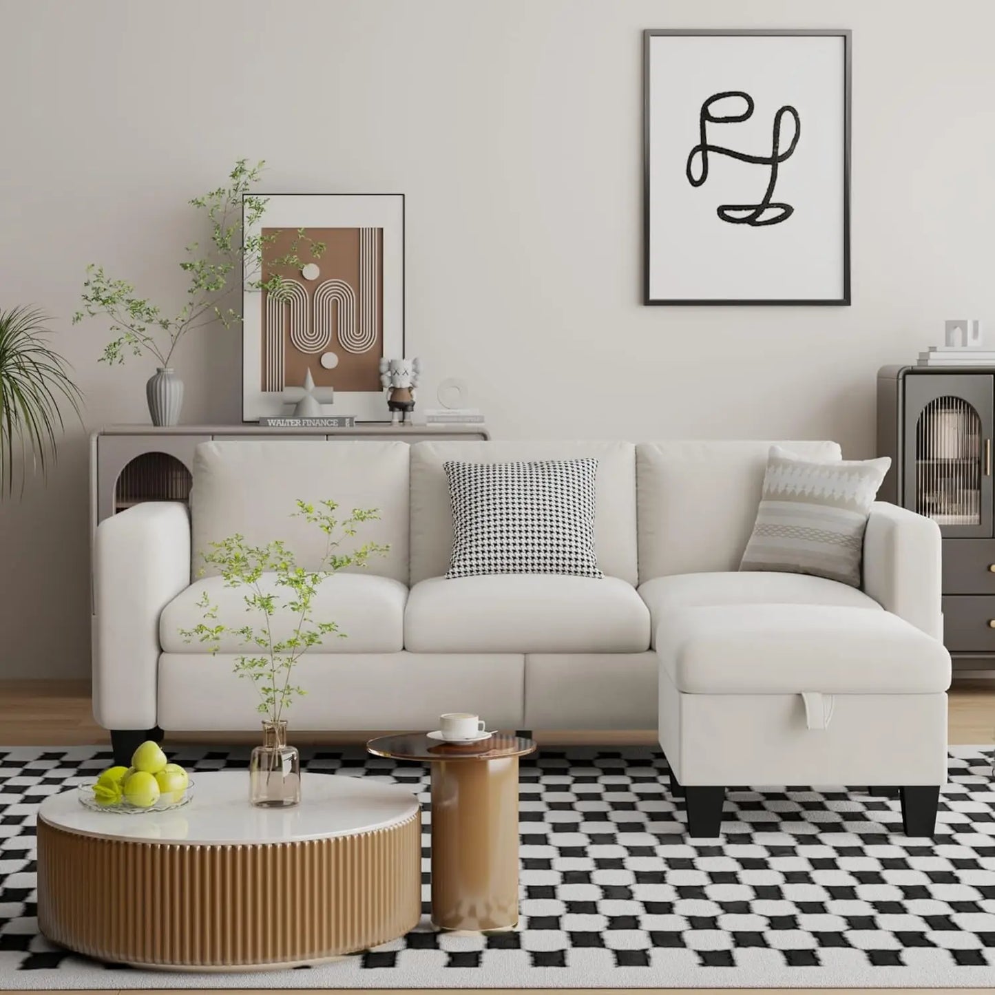 Sectional Sofa Couches for Living Room - 78''Convertible Modular Three-Seater L-Shaped Pet-Friendly Couch,Washable, Customized