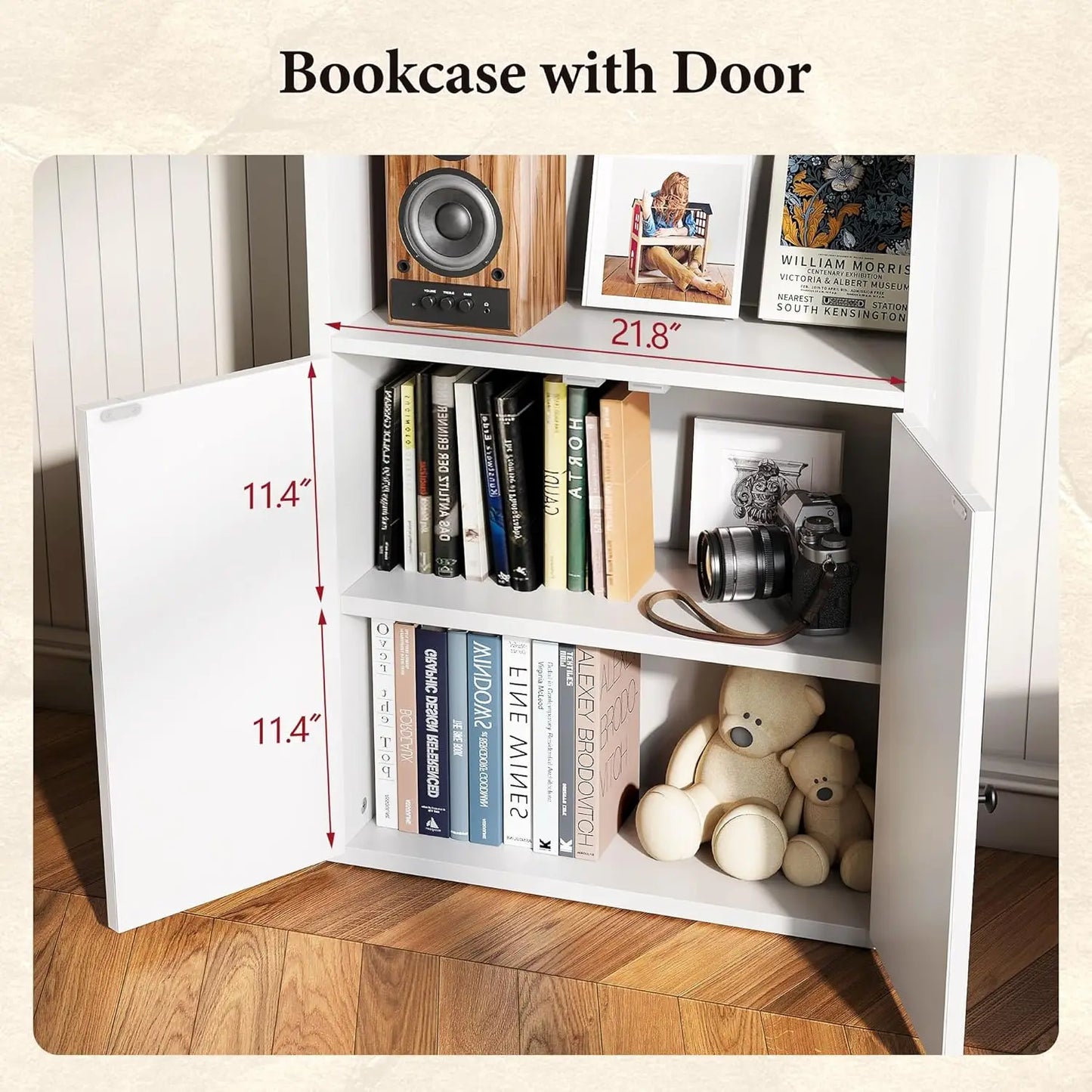 71.5" Tall Bookshelf and Bookcase Set of 2, Wooden Bookshelves with Cabinet Doors, 6-Tier Bookshelves and Office, Customized