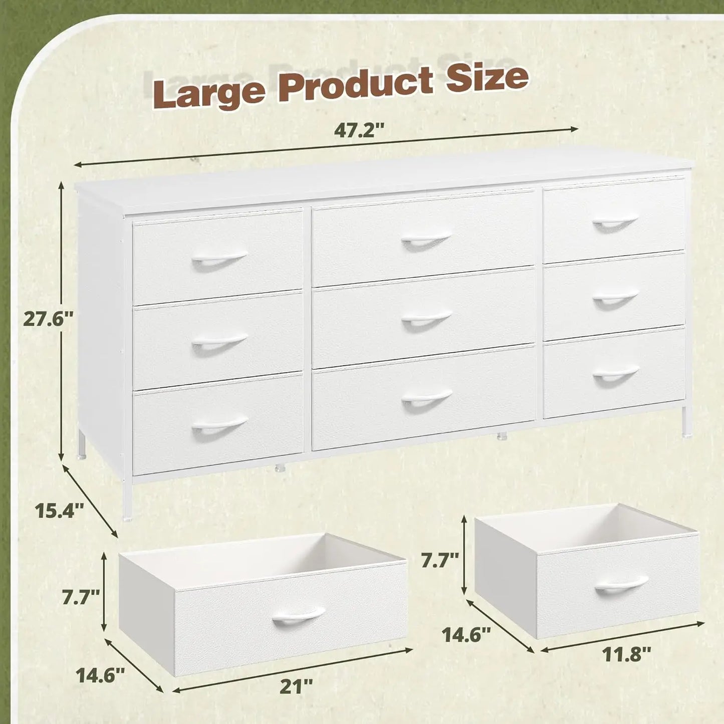 Dresser for Bedroom, 9 Drawers Dresser TV Stand for 55, 60 Inch TV, Large Entertainment Center, Wide Chest of, Customized