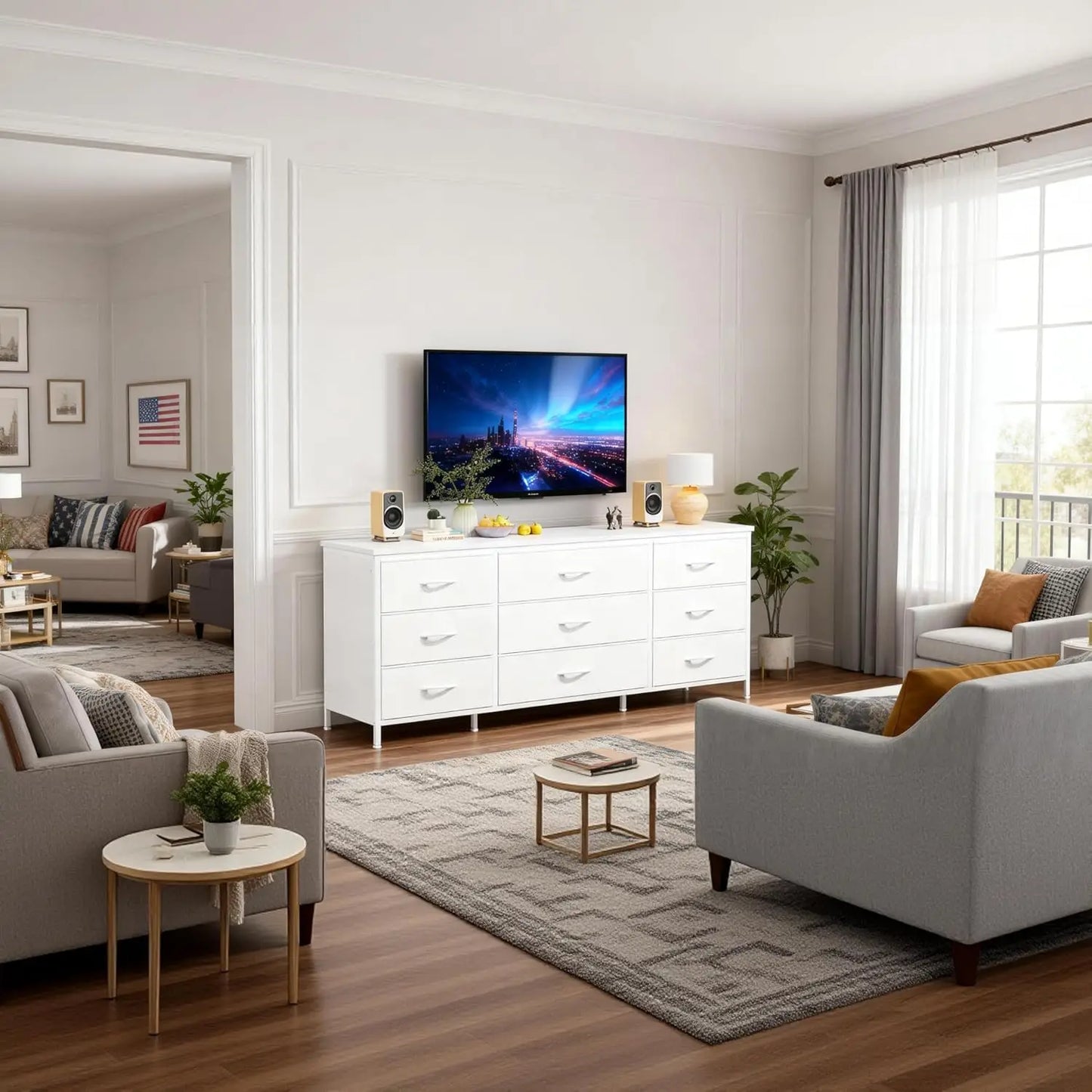 Dresser for Bedroom, 9 Drawers Dresser TV Stand for 55, 60 Inch TV, Large Entertainment Center, Wide Chest of, Customized