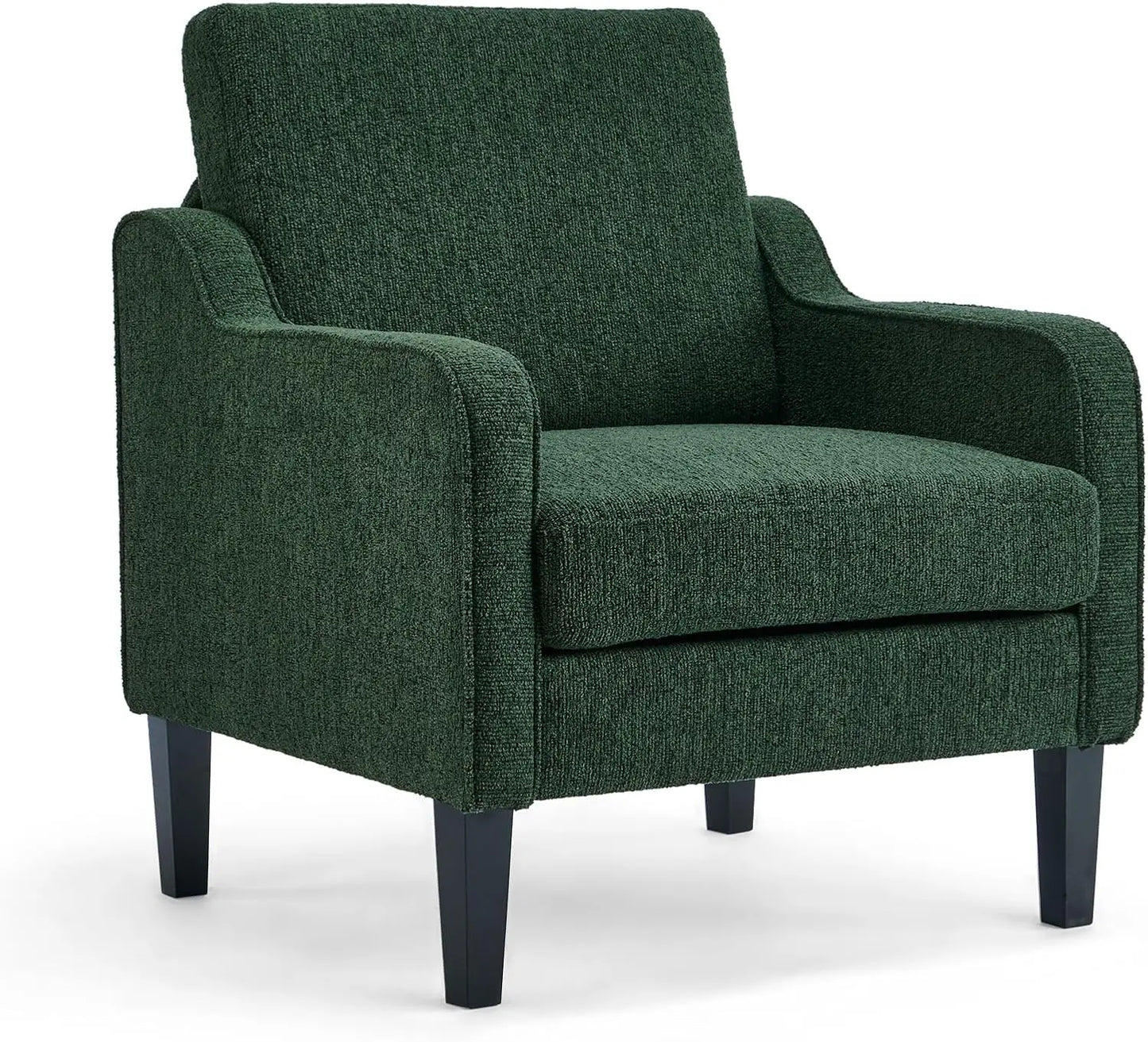 Mid Century Modern Accent Chair, Beige Fabric Accent Chairs for Living Room Upholstered Armchair Sofa with Scooped Arms