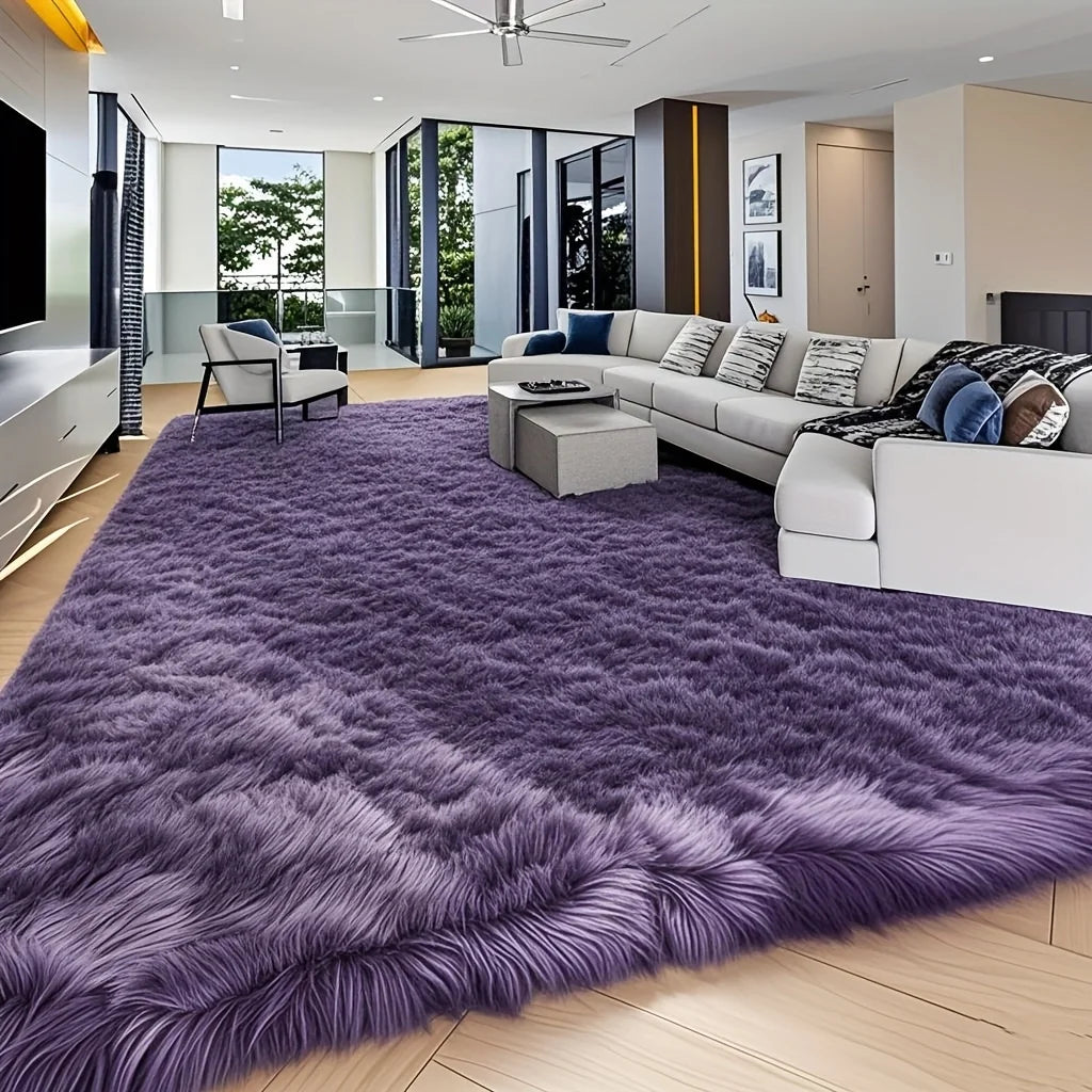 An 8X10 Feet Luxurious Plush Rug Designed for The Living Room, Featuring a Fuzzy Texture, This Large Area Rug Is Fluffy, Modern, And Non-Slip, Making It Perfect for Bedrooms, Study Rooms, Teen Dorms, And As a Home Decor Item