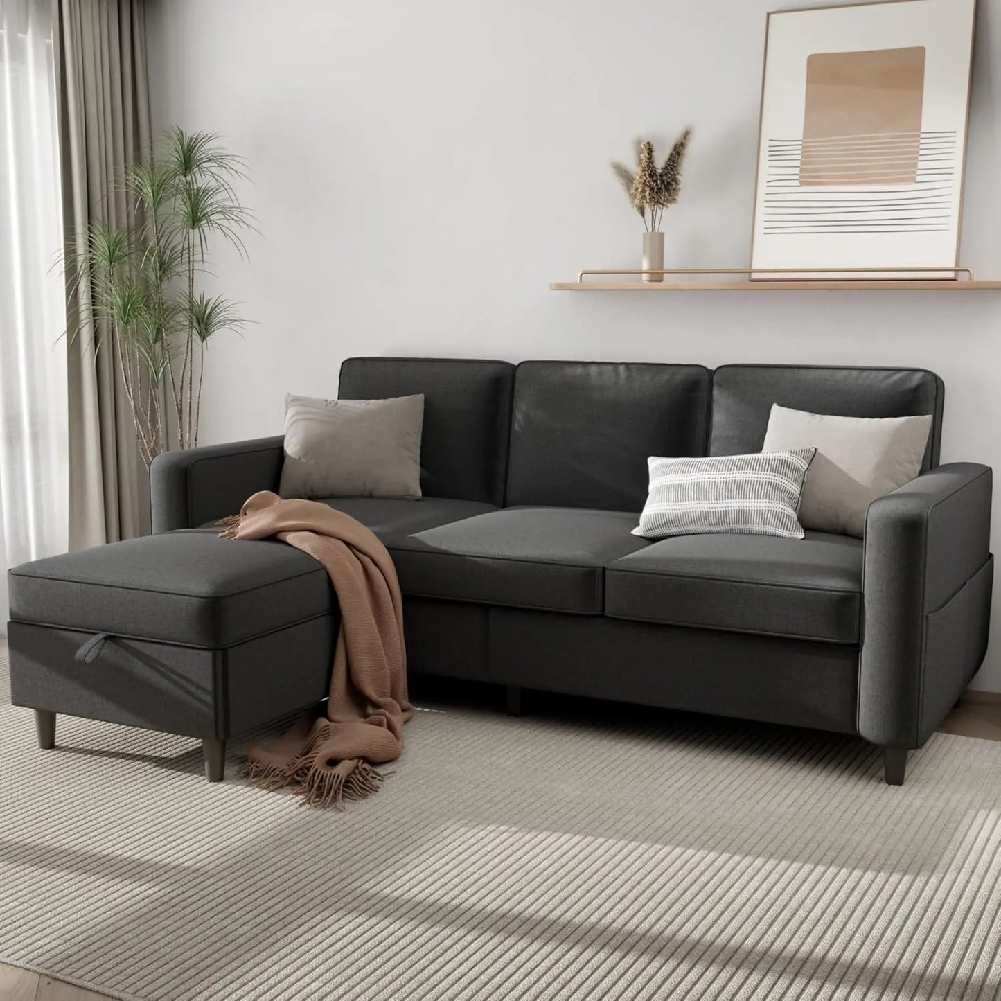 Sectional Sofa Couches for Living Room - 78''Convertible Modular Three-Seater L-Shaped Pet-Friendly Couch,Washable, Customized