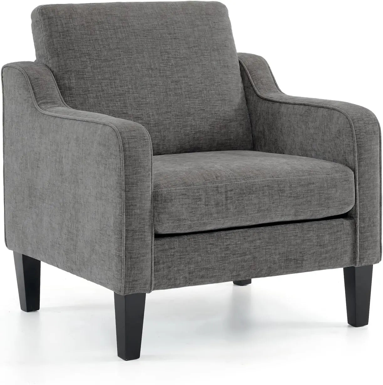 Mid Century Modern Accent Chair, Beige Fabric Accent Chairs for Living Room Upholstered Armchair Sofa with Scooped Arms