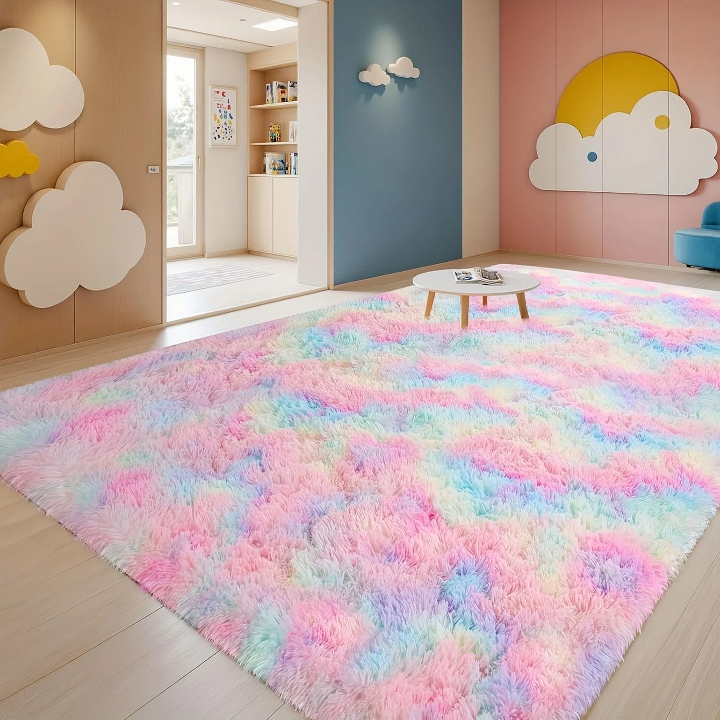 An 8X10 Feet Luxurious Plush Rug Designed for The Living Room, Featuring a Fuzzy Texture, This Large Area Rug Is Fluffy, Modern, And Non-Slip, Making It Perfect for Bedrooms, Study Rooms, Teen Dorms, And As a Home Decor Item