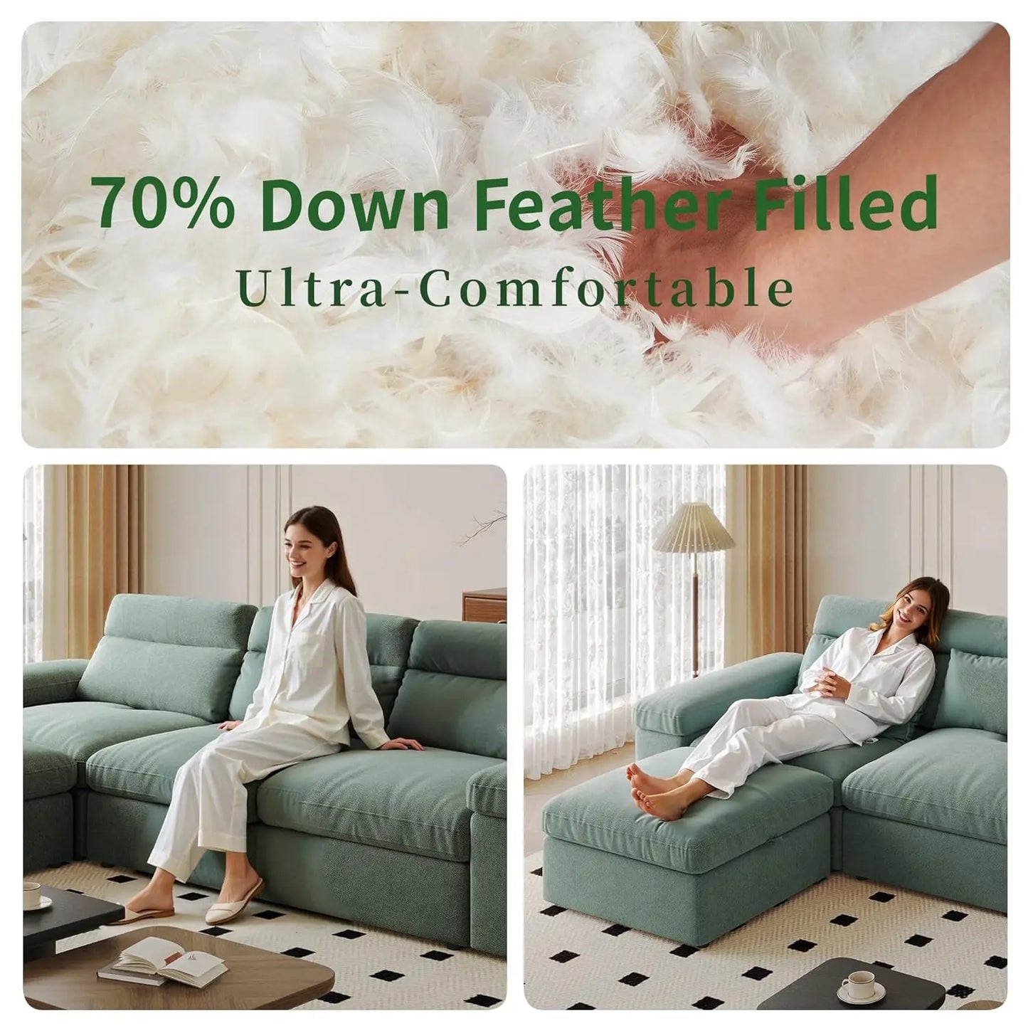 114.2" Cloud Couch Sectional Large Modular Sofa L Shape Sectional Couches with Storage Ottoman and Deep Seatin, Customized