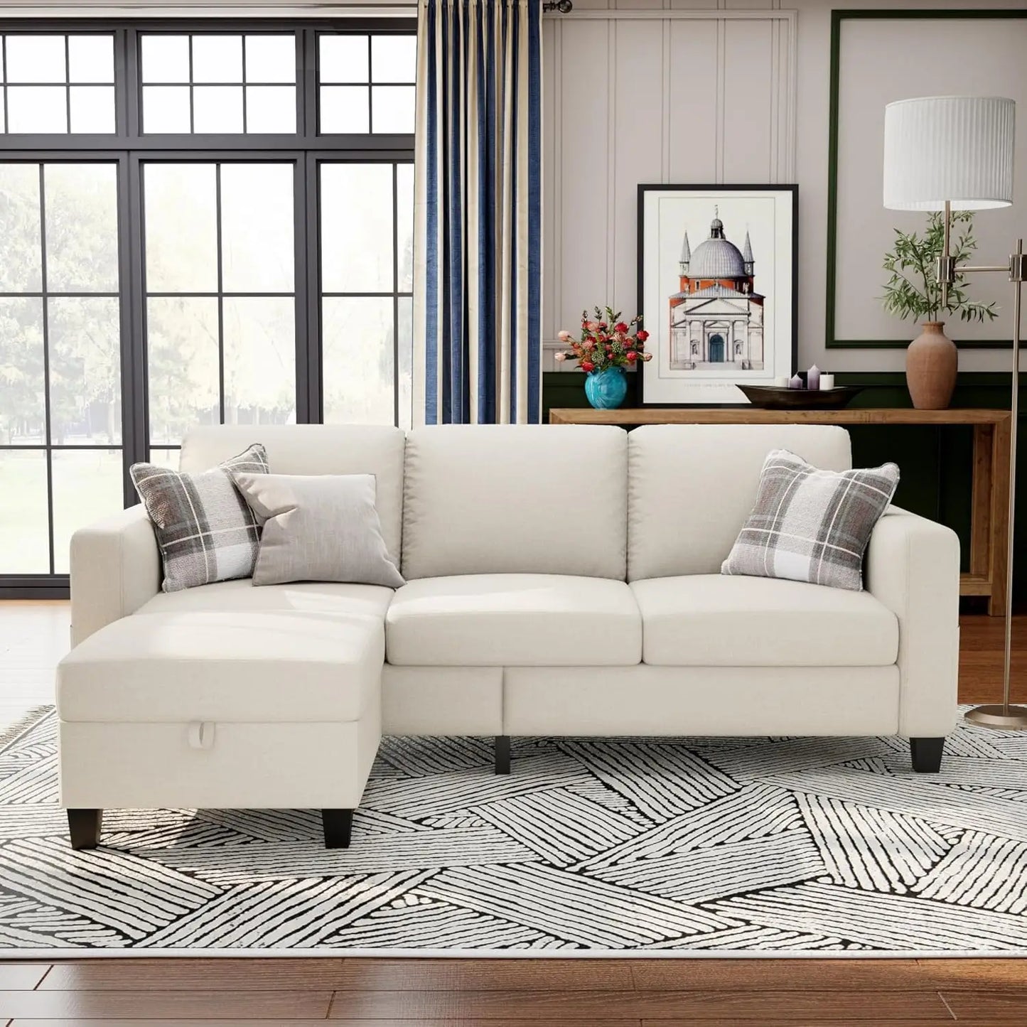 Sectional Sofa Couches for Living Room - 78''Convertible Modular Three-Seater L-Shaped Pet-Friendly Couch,Washable, Customized