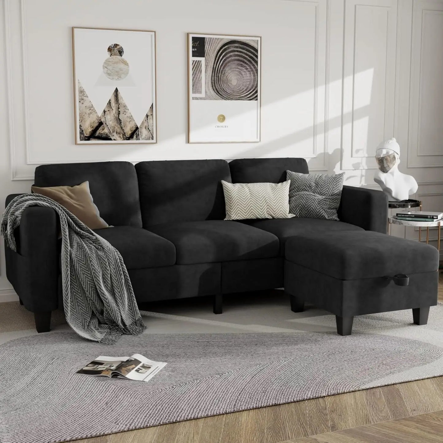 Sectional Sofa Couches for Living Room - 78''Convertible Modular Three-Seater L-Shaped Pet-Friendly Couch,Washable, Customized