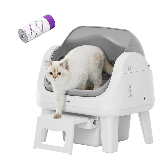 Open Top Self Cleaning Cat Litter Box, Automatic Litter Box with 7 Pairs of Safety Sensors, Anti-Pinch Protection, Customized