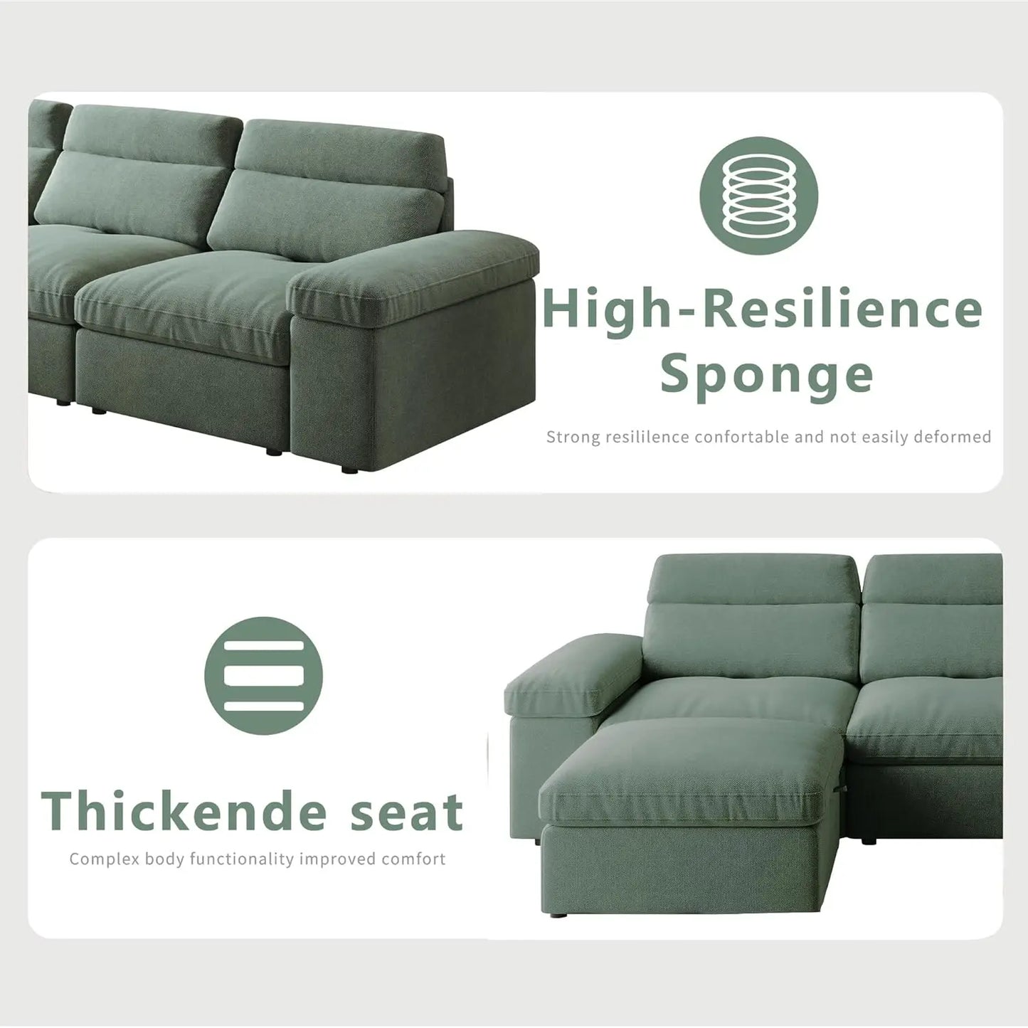 114.2" Cloud Couch Sectional Large Modular Sofa L Shape Sectional Couches with Storage Ottoman and Deep Seatin, Customized