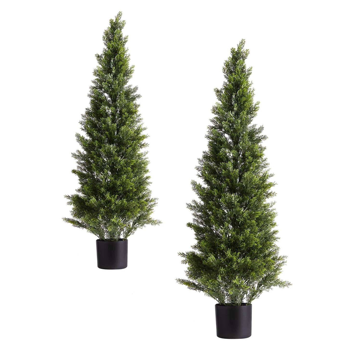 SucceBuy Artificial Topiary Cedar Trees 36/48in 2 Set Faux Pine Shrubs Plants Fake Silk Tree Easy Assembly for Decor Christmas
