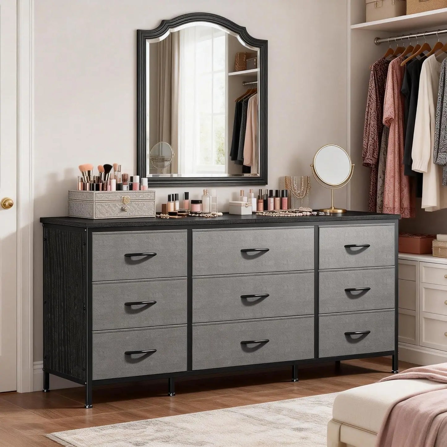 Dresser for Bedroom, 9 Drawers Dresser TV Stand for 55, 60 Inch TV, Large Entertainment Center, Wide Chest of, Customized