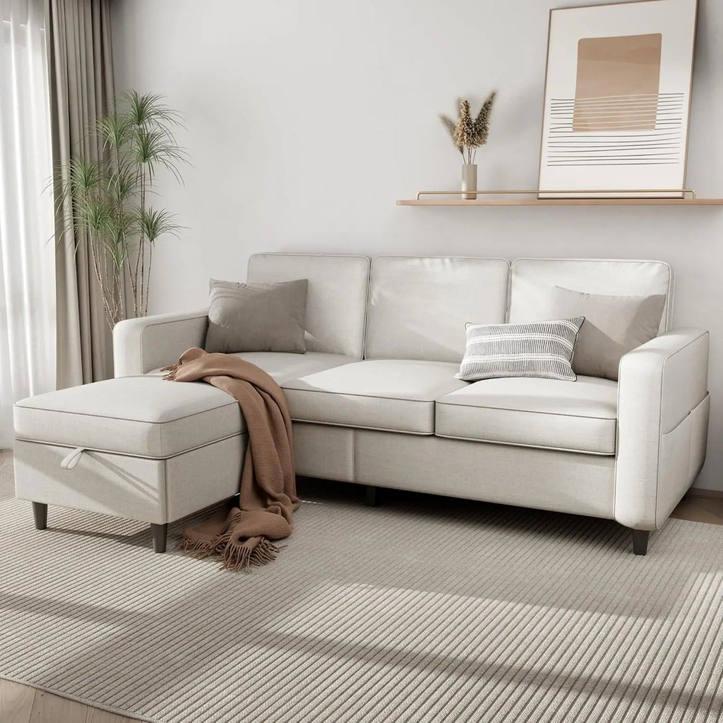 Sectional Sofa Couches for Living Room - 78''Convertible Modular Three-Seater L-Shaped Pet-Friendly Couch,Washable, Customized