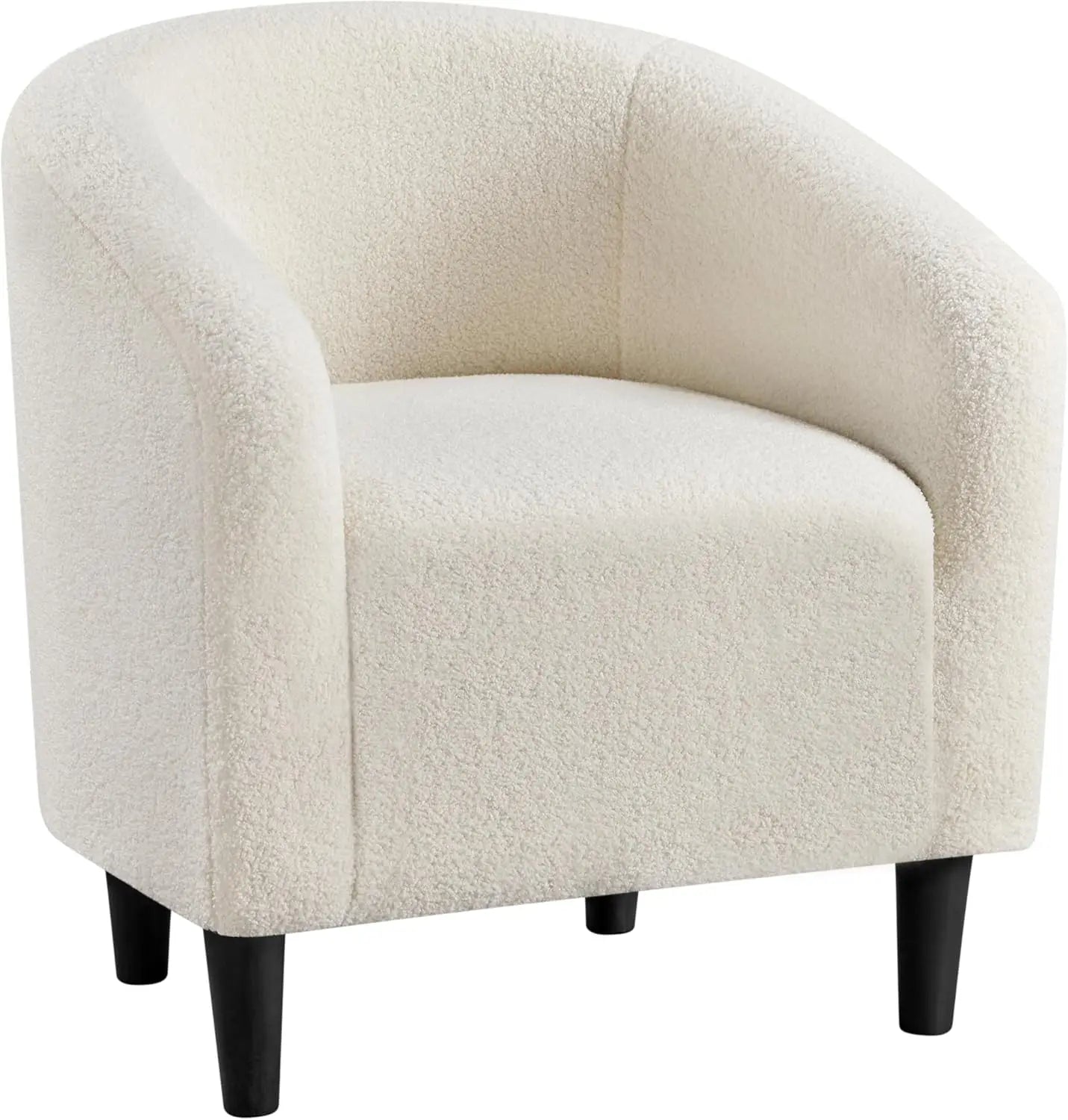 Barrel Chair, Boucle Fabric Club Chair, Furry Sherpa Elegant Armchair with Cozy Soft Padded, Suitable for Living Room Bedroom